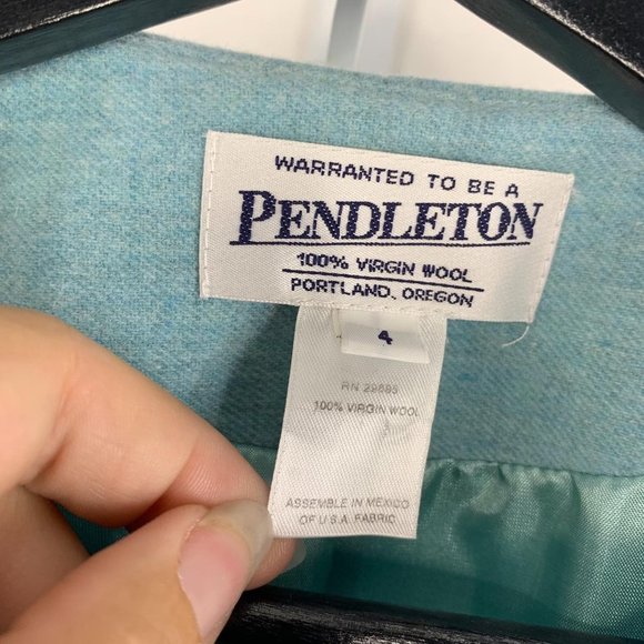 Pendleton Blue Plaid Wool Blazer Midi Length Skirt Set Small - Picture 13 of 16